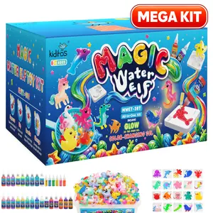 Kiditos Magic Water Elf Mega Craft Kit, Sea Creatures Glitter Deluxe, 24 Aqua Gels, 6 Glitter Powders & 20 Molds, DIY Toy Ages 3+