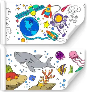 118x11.8" Coloring Drawing Paper Roll For Kids, Sticky Children's Drawing Sheet Roll for Toddlers,  Large Painting Page for Kindergarten Home Kids Birthday Party Children's Day Gift