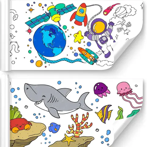 118x11.8in Premium Glossy Sticky Coloring Drawing Paper Roll for Kids - Non Toxic Crayons Compatible, Art Stickers-Infused Sheet for Toddlers, Kindergarten Birthdays Gift to Boost Creativity & Craft Ideas