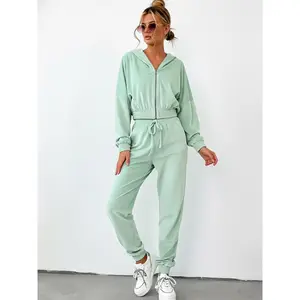 Women’s 2 Piece Velour Tracksuit Set - Zip Up Hoodie and Drawstring Jogger Pants Loungewear Outfit, 2 Piece Sets, Women 2 Piece Sets