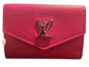 Pre-owned Louis Vuitton Leather Small Leather Goods Pink Compact Wallet with Silver Hardware Perfect For Daily Use