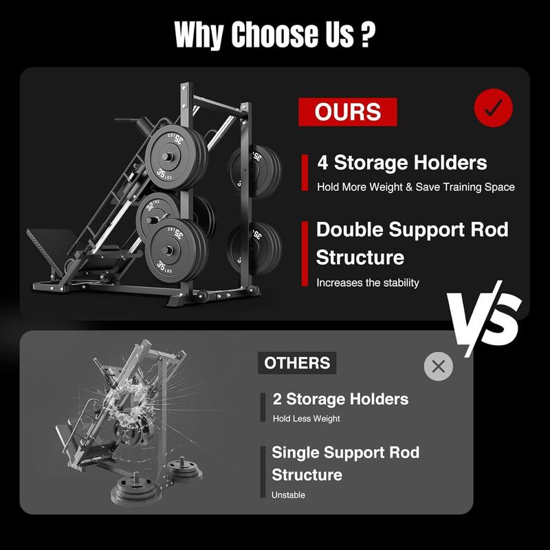 Dripex Leg Press Machine – Home Gym Leg Press & Hack Squat Combo, Adjustable, Roller Bearing, 4 Weight Plate Holders for Full Lower Body Workout