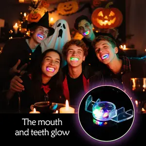 Six Led Party Vampire Flash Dentures - Glowing Teeth - Available in Multiple Colors - April Fool's Day Prank Props and Decor Items - Nightlight Dentures - Festival Decorations, Party Supplies for Festivals
