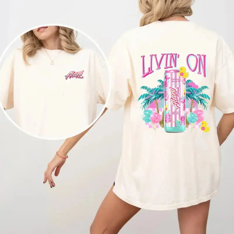 ⚡   "Livin’ on Alani Nu Cotton Candy" Graphic T-Shirt for Women & Men |   Cute Energy Drink Aesthetic Tee |   Oversized Y2K Streetwear Graphic Shirt |   Soft Cotton Crewneck Summer Top |   Trendy TikTok Viral Fashion Tee |   Perfect Gift for Alani Lovers