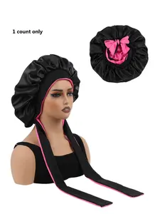 Satin Sleeping Bonnet with Ribbon, Elastic Satin Bonnet with Two Sides Available, Sleeping Bonnet for Women, Elastic Satin Bonnet for Sleeping, Hair Wraps