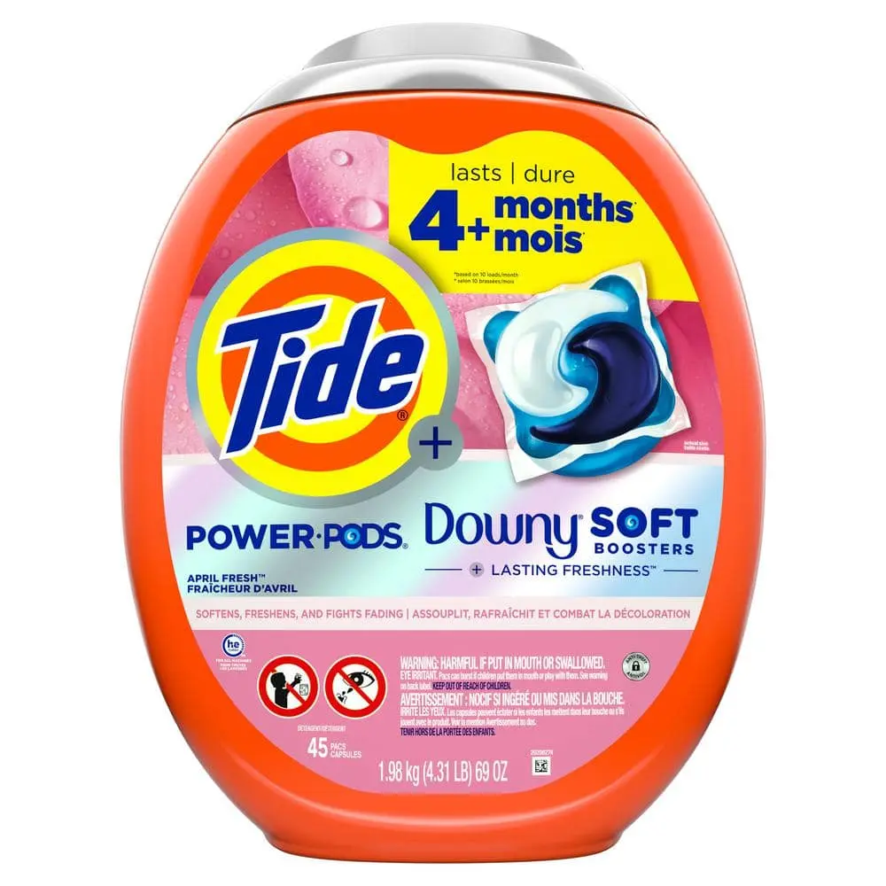 2 in 1 Power Pods April Fresh with Downy Scent Laundry Detergent Pods, 45-Count