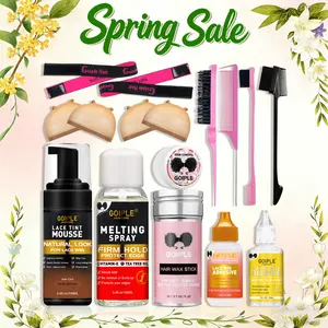 Lace Tint Lace Melting Hair Mousse for Women's Wigs and Hairpieces,wig installation kit - Natural Finishing Tint Spray Tool Set (Medium Brown)