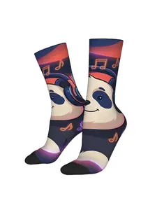 1 Pair Valentine's Day Hip Hop graffiti Vintage Chaotic Panda Vibes Music Loving Panda Crazy Men's compression Socks Unisex Street Style Seamless Printed Ramadan Funny Novelty Happy Crew Sock