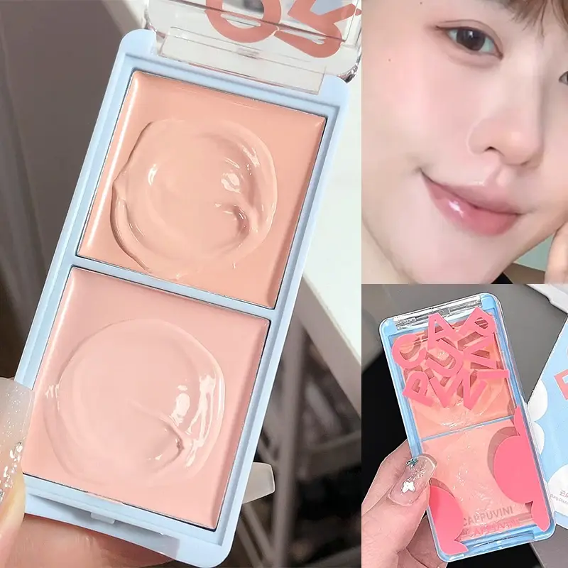 Two-tone Face Brightening Cream Pink Highlight Expansion Facial Highlighter Palette Natural Blush Moisturizing Matte Pink Rouge