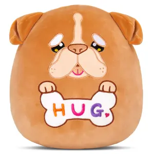 “Hugging Bulldog Plush with Bone Design”
