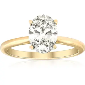VS 1 3/4Ct Solitaire Oval Diamond 14k Yellow Gold Engagement Ring Lab Grown