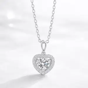 Heart Clarity Moissanite Necklace S925 0.3 / 0.5 CT  - Round Cut - Lore Jewelry