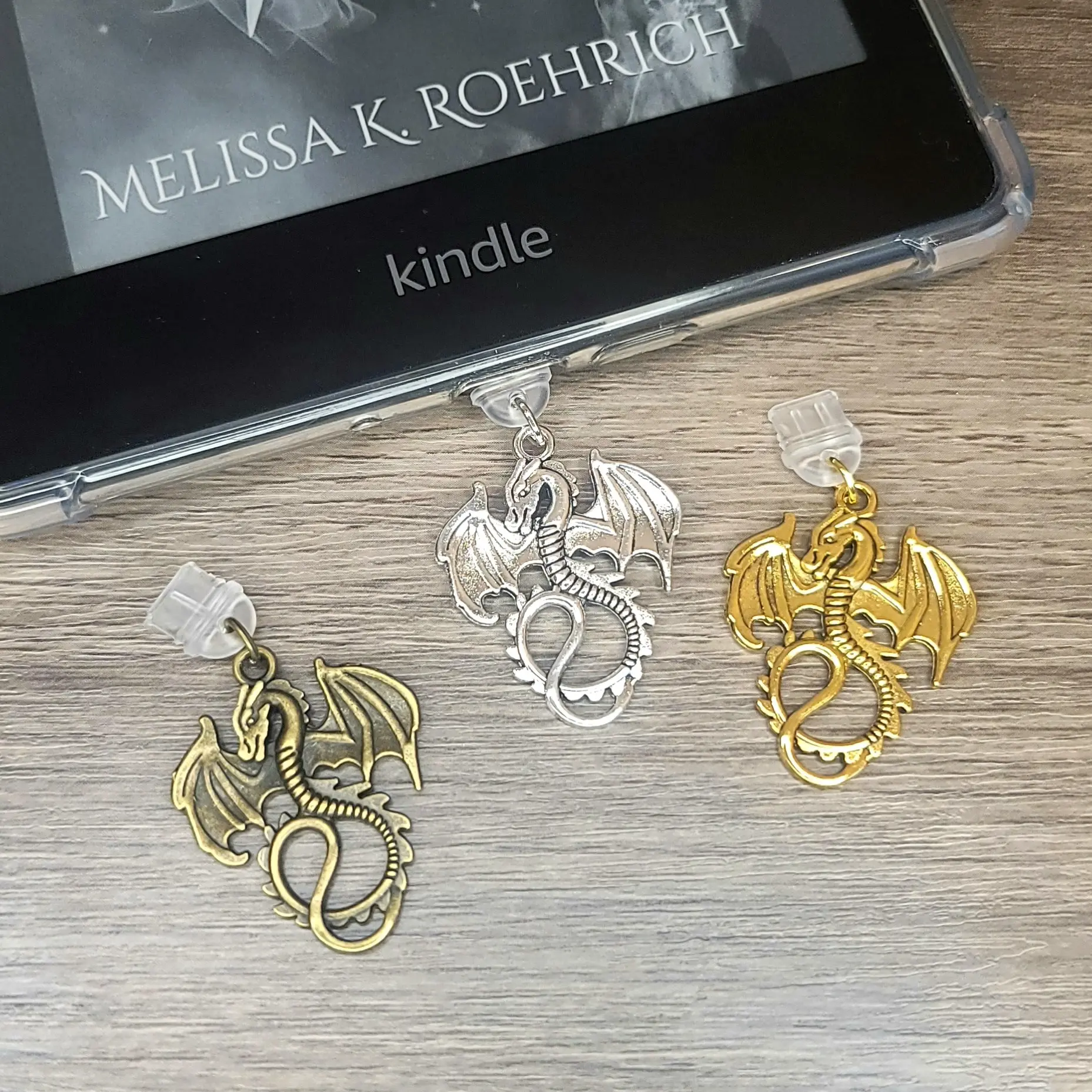 Dragon Kindle, E-reader, Phone Dust Plug/Charms - USB-C compatible