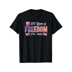 250 Years of America Celebrating The 250Th Birthday of The USA on July 4Th 2026 Stylish And Casual Round Neck Tee Featuring The USA Flag for Independence Day Unisex Holiday Gift, Casual Outing, 2026 New Style T-shirt 180G