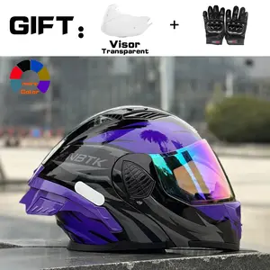 Cool Flip Up Helmet with Transparent Lens, Motorcycle Helmet Visor and Gloves, Abs Material with Eps Padding, Multiple Ventilation, Unisex Motorcycle Helmet