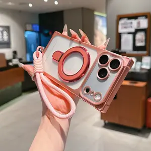 Right-angle square magnetic holder phone case compatible with iPhone 17 Pro Max, 16 Pro, 15 Plus, 14 and 13 Air. Shockproof protective cover with durable and stylish design, perfectly suited for daily use.