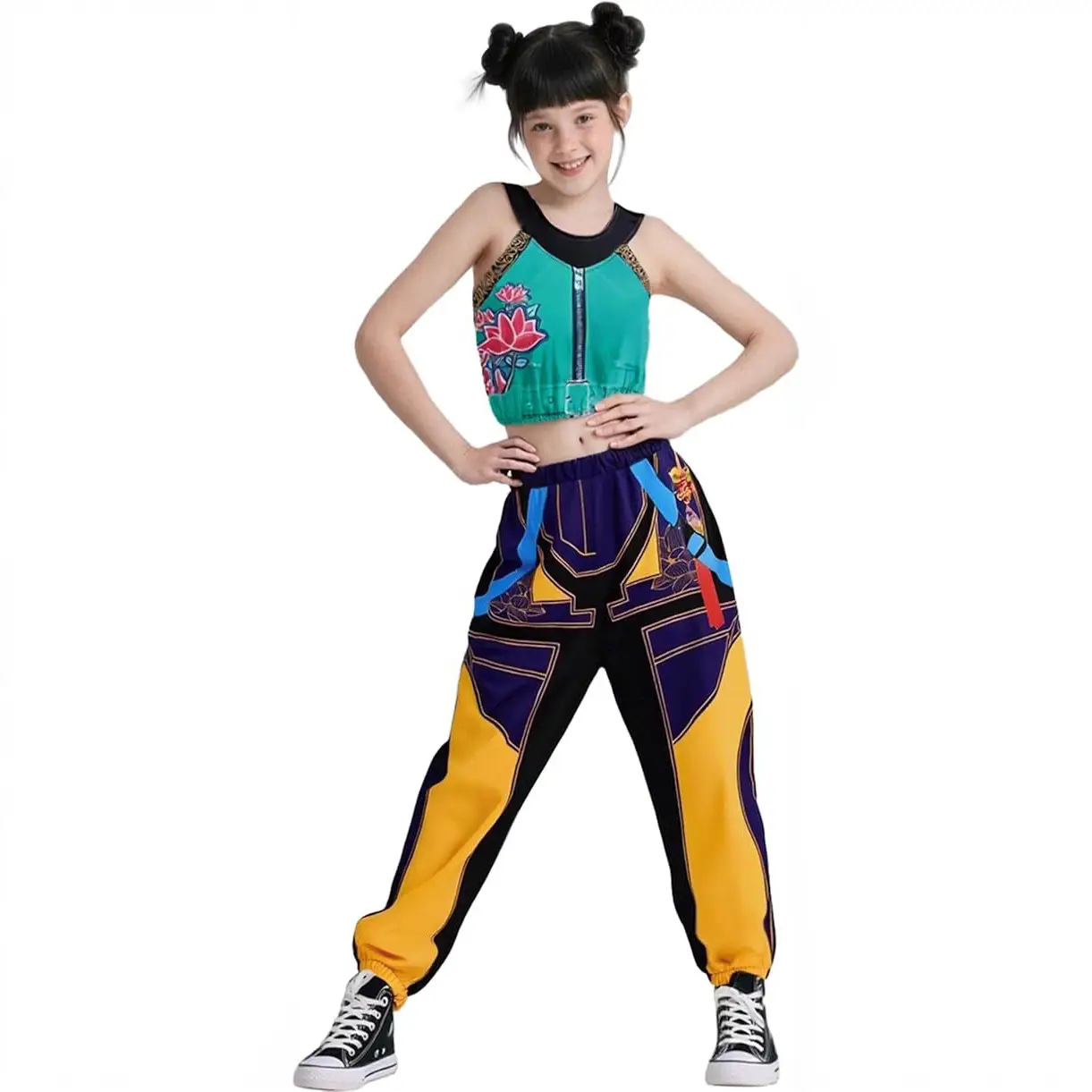 LOEL Girls Pop Singer Costume Demon Top Pants Dancer Dress Up Halloween Hunter Cosplay Outfits Set