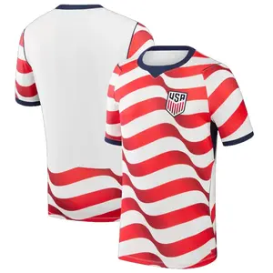 USA National Team Soccer Jersey 2026 World Cup Home Away Kit Men Women Wavy Red White Stripe Flag Pattern Loose Casual Streetwear Fan Supporter Football Shirt