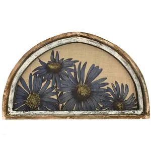 Flowers Wall Art | 30" x 18" | Burlap Fabric | Arch Window Frame | Farmhouse Decor