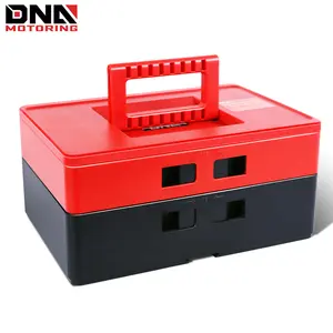 2-Layer Lockable Tool Box Plastic Portable Storage Folding Toolbox Layered Tool Organizers