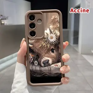 Case Compatible with Samsung Galaxy S24 Plus S25 S23 S22 Ultra S24+ Flower Crowned Calf Dream Pattern Soft Matte TPU Armor Lens Protection Rugged Phone Back Cover for Boy