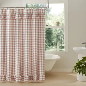 Portabella Buffalo Check Ruffled Shower Curtain