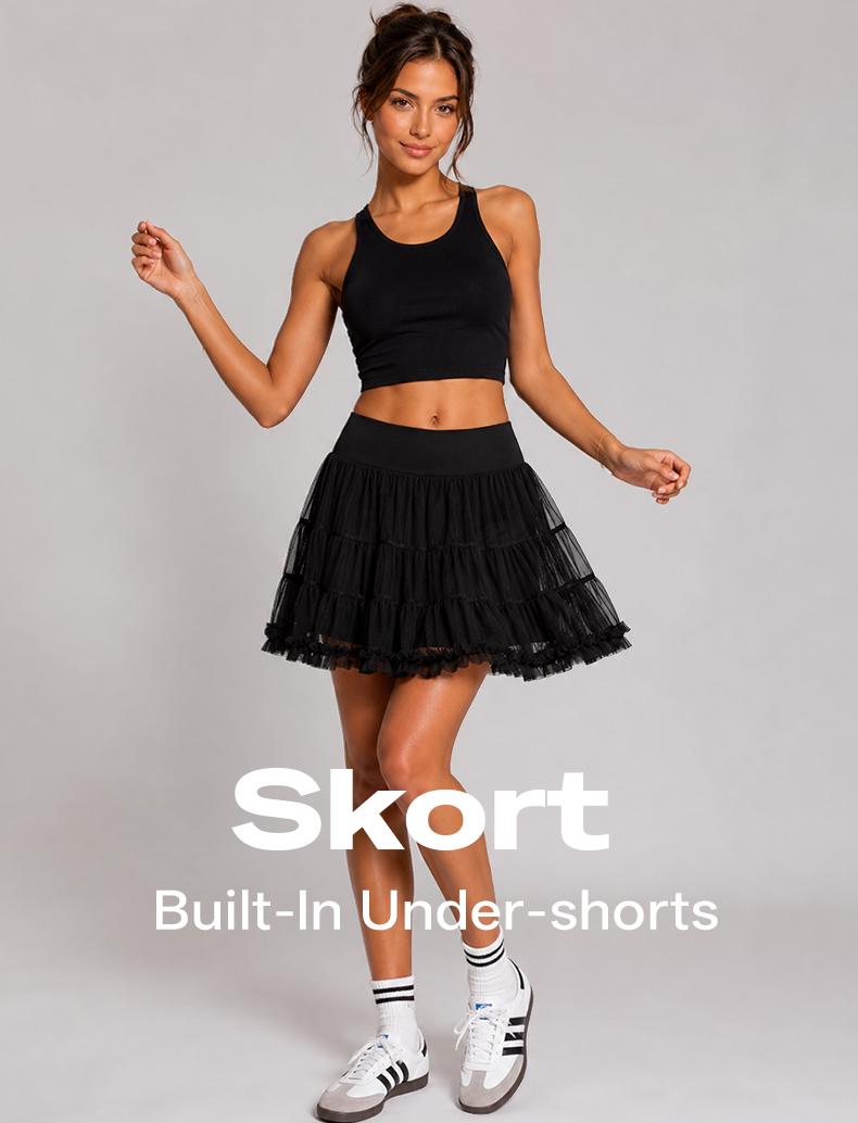 JOJOANS Women's Tennis Yoga Skirt, High-Waisted Tummy-Control Yoga Pants, Golf Shorts, Mesh Double-Pocket Design, for Sports and Casual Wear