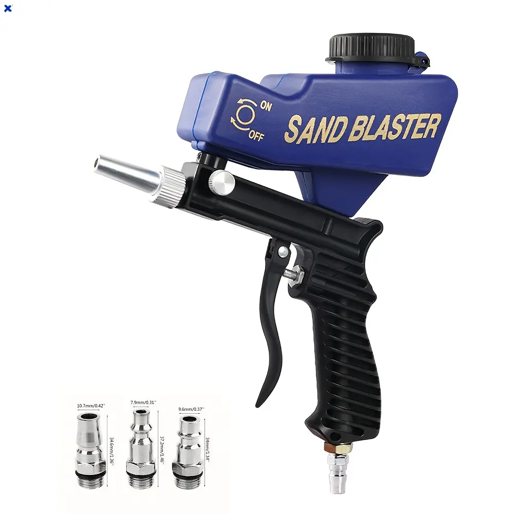 90PSI Portable Gravity Sandblasting Gun, 7.0CFM Air Consumption, 6.5mm Sand Outlet, Adjustable Sand Blaster for Rust & Paint Removal, Requires Air Compressor