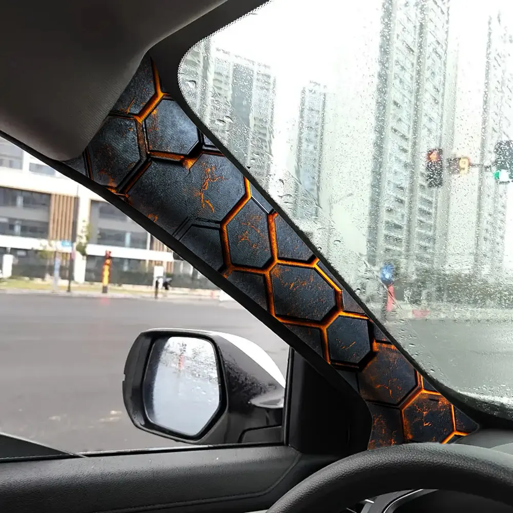 Jdm Car Interior Universal a Pillar Modification Refurbishment Kit, Upgrade Gold Tire Pattern Self-Adhesive Elastic Patch, Decal for Cars