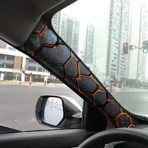 Jdm Car Interior Universal a Pillar Modification Refurbishment Kit, Upgrade Gold Tire Pattern Self-Adhesive Elastic Patch, Decal for Cars