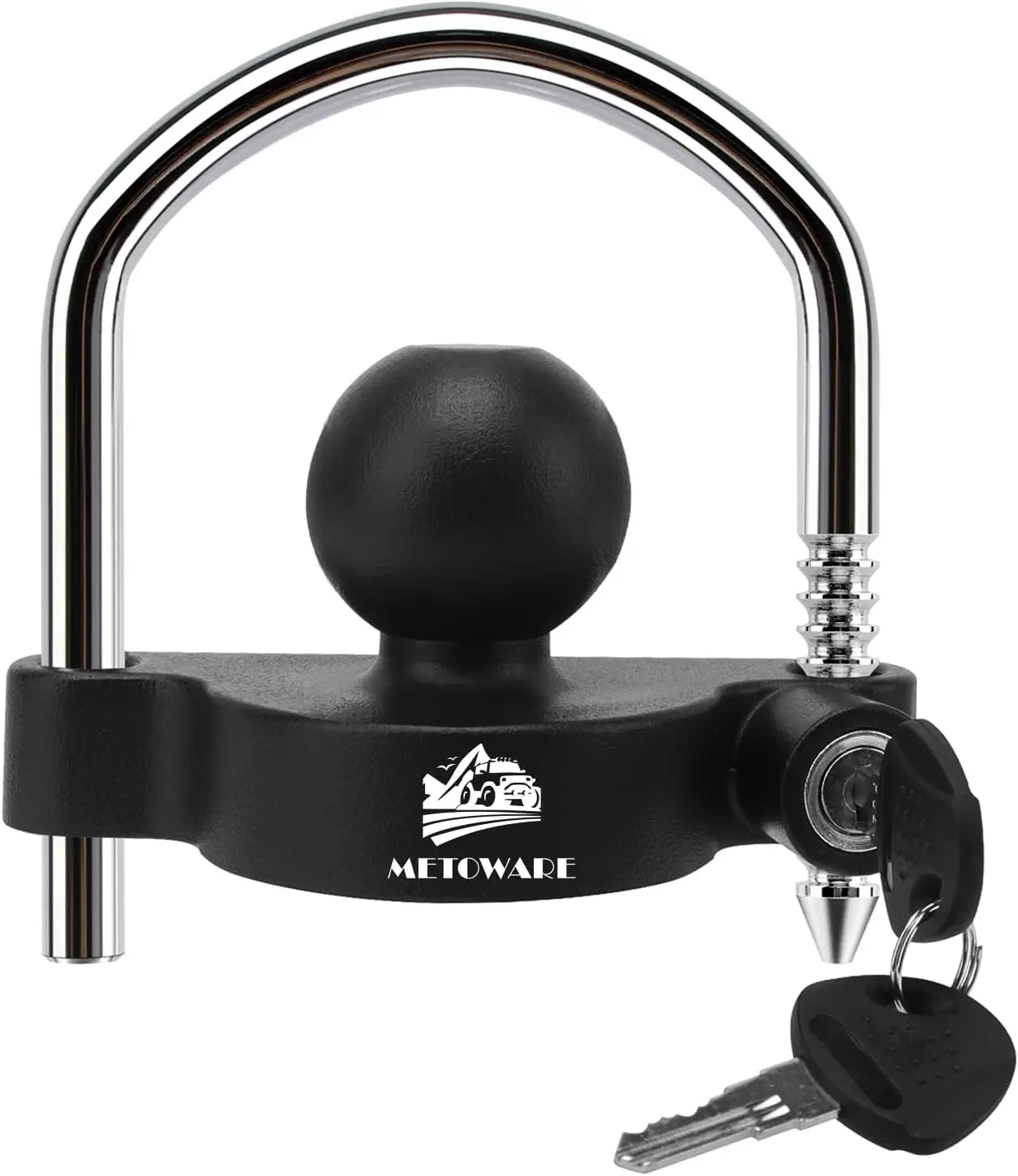 Trailer Coupler Lock, Fit 1-7/8", 2", 2-5/16" Coupler, Black | Universal Adjustable Trailer Lock, Heavy-Duty Steel, Anti Theft, Trailer Hitch Locks, Trailer Ball Lock