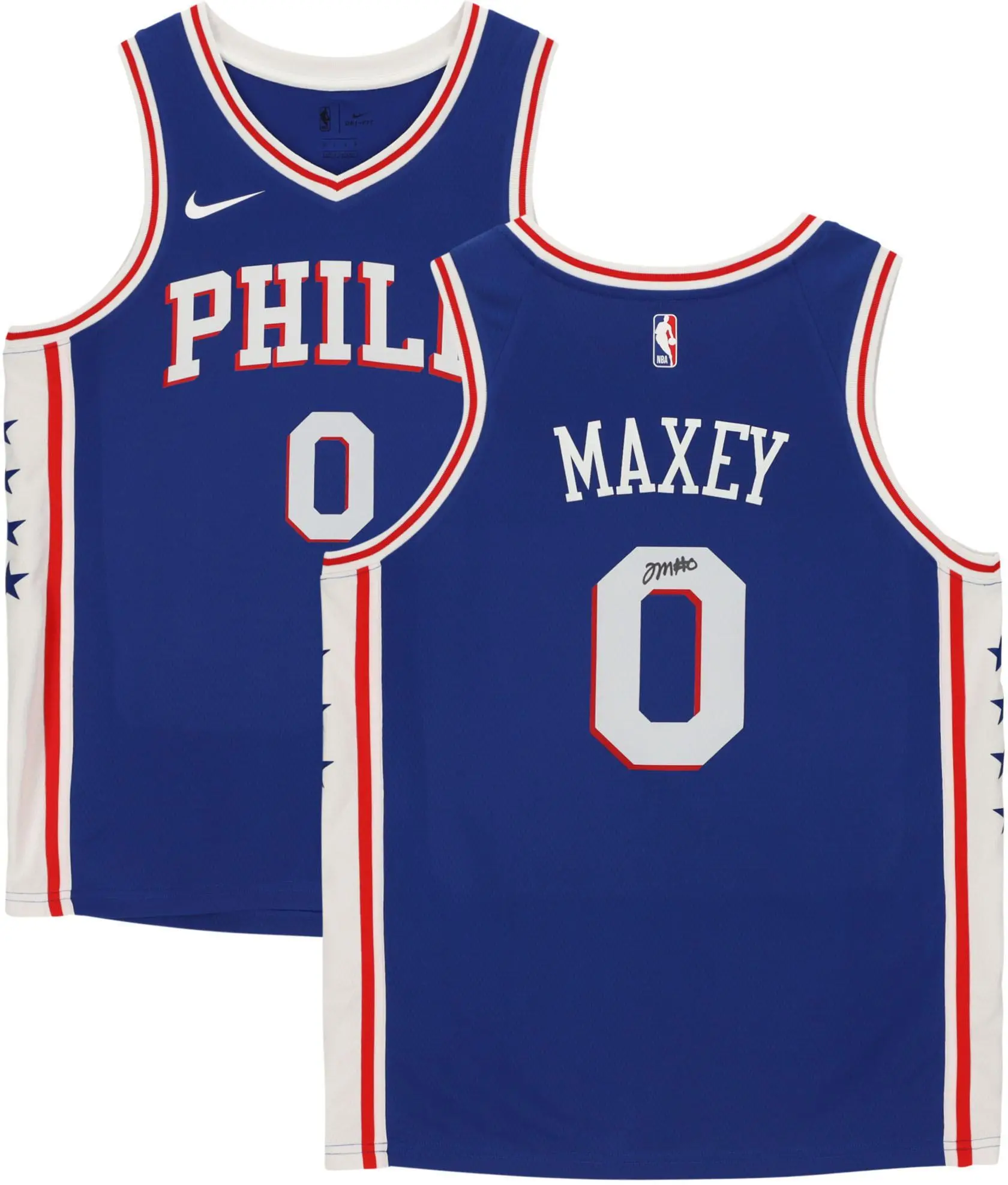 Tyrese Maxey Philadelphia 76ers Autographed Blue Icon Nike Swingman Jersey - Fanatics Authentic Certified