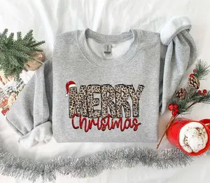 Christmas Sweatshirt, Merry Christmas Sweatshirt, Leopard Printed Christmas , Christmas Gift , Women Leopard Christmas Shirt - LORA ATCHER