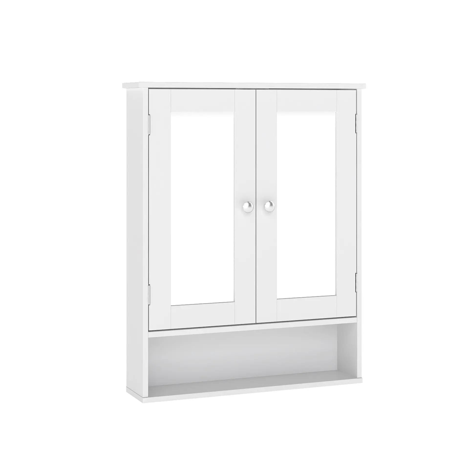 Bathroom Mirror Cabinet Wall Mounted | Adjustable Shelves & Open Shelf | Over Toilet Storage Organizer | Medicine Cabinet for Bathroom, Laundry, Hallway (White/Black）