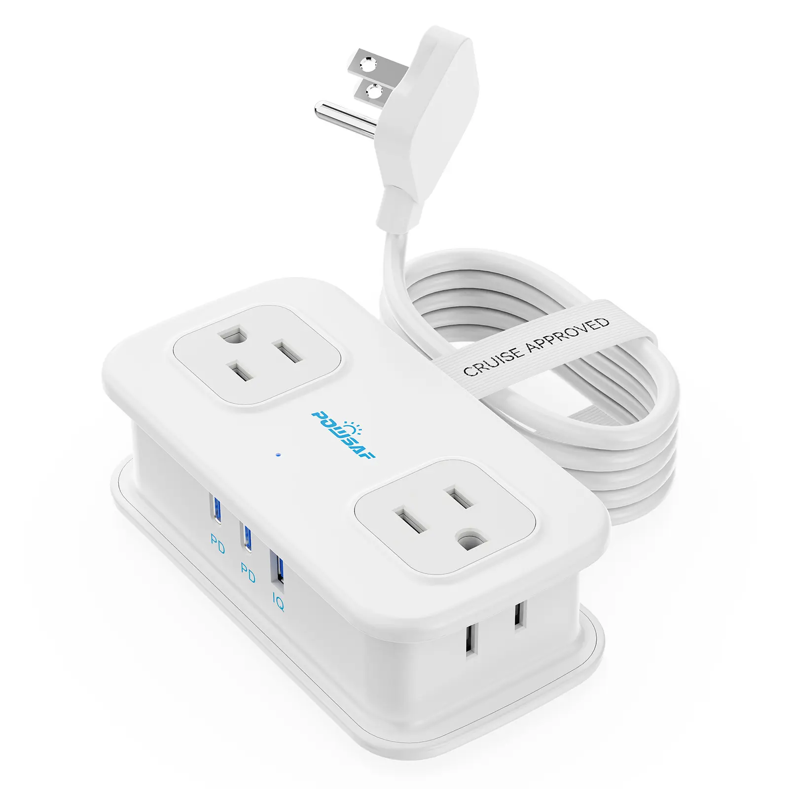 Minimalist Pocket-Size Travel Power Strip – 20W Fast Charging, Flat Plug Design, 4 Outlets with 2 USB-C & 1 USB-A, Non-Surge, Cruise-Approved for Home, Office & Travel ,gifts for him,compact,fathersdaygift