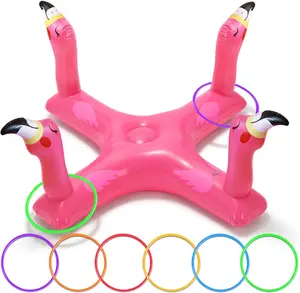 Pool Games & Toys, Inflatable Flamingo & Shark Ring Toss - Floating Water Game Set for Kids Ages 4-8 8-12, Adults and Family - Summer Swimming Pool Party Decorations