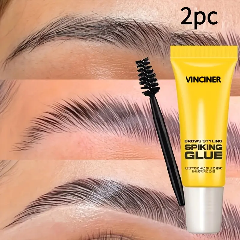 2-pacwith brush and brow gel: Eyebrow Makeup Products, Eyebrow Makeup Gel, Eyebrow Styling Gel, Brow Styler Gel, 3D sculpted, natural-looking brows; strong hold; water- and sweat-resistant; long-lasting and transparent; suitable for all skin types.