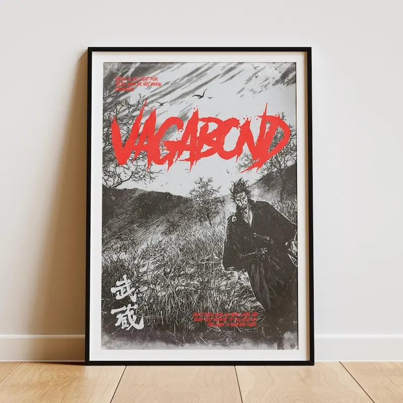 Vagabond Samurai Poster Unframed – Japanese Manga Wall Art, Dark Anime Aesthetic Poster Unframed, Gift for Samurai Lovers & Manga Fans