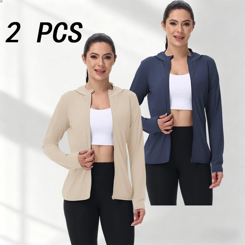Women's 2-Pack Ultralight Long-Sleeve Sun-Proof Sports Jackets, Hooded, 4-Way Stretch, Breathable, Cool, Multi-Color, Ideal for Hiking & Fishing, Item No. SummerVibes, Sun-Proof Women's Sports Jacket, Ultralight Women's Sports Jacket