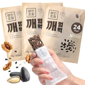 KFOOD Korean Food Sesame Bumbuck, Perilla seed, Black Sesame Snack Bar, Roasted Grains and Nuts, Bellflower&Ginger Rice Syrup, Energy Bars, Healthy Korean Snacks, 0.35oz x 8 counts / 3sets (24 counts)