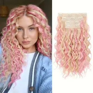 CHAOEE Curly Hair Extensions 16Inch Clip in Hair Extensions 4Pcs Short Soft Natural Hairpiece Lace Weft Curly Wave Clip Ins Extensions Invisible for Women Daily Use
