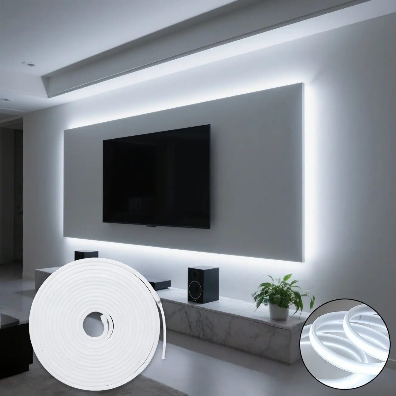 LED Neon Light Strip, Led Strip Lights, Battery Powered, Ambient Light, Interior Led Lighting, Ideal for Bedroom, TV Backlight, Vanity, Cabinet, Home Decor, Led Decoration, Birthday and Space Theme Atmosphere, Decorative Led Light