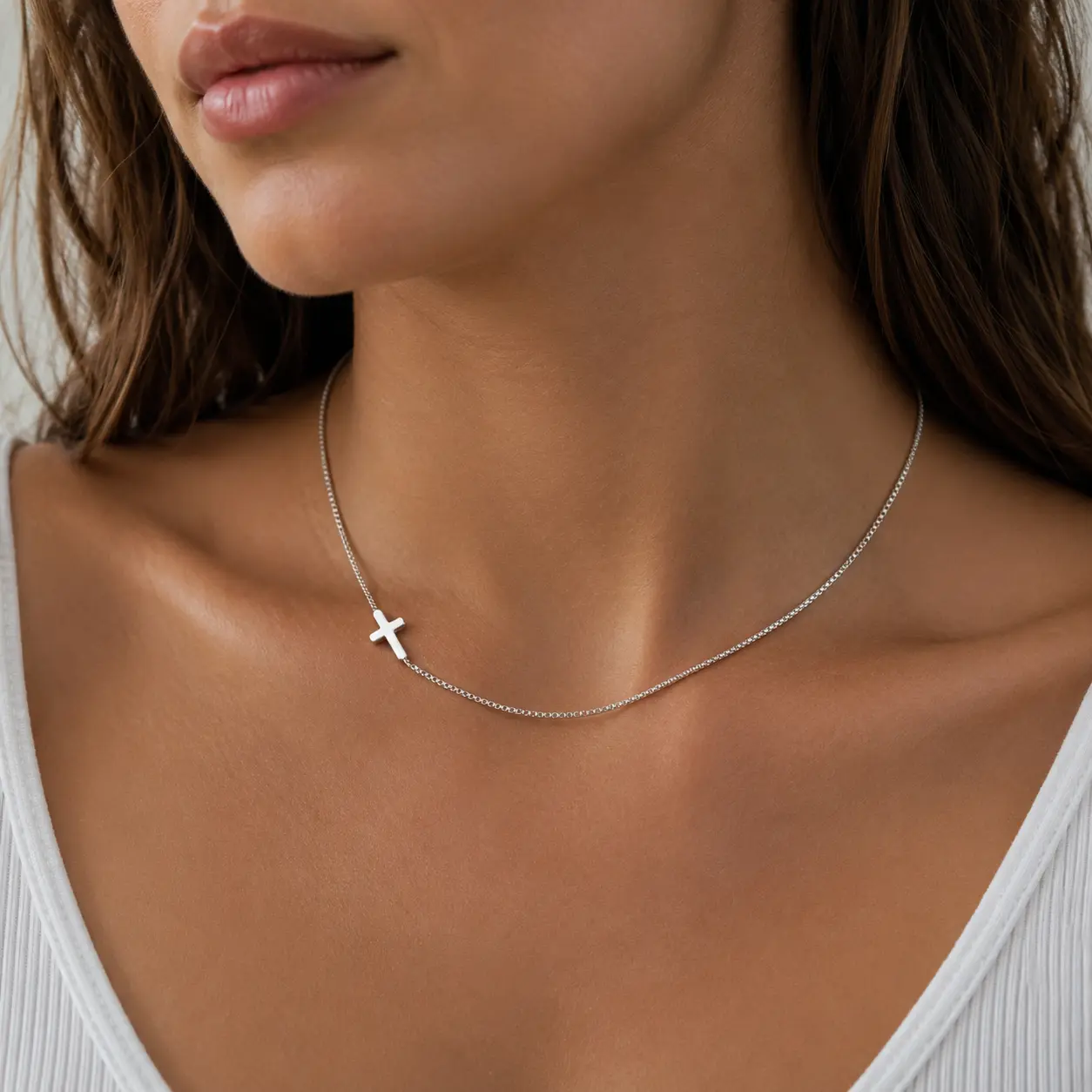Cross Necklace for Women, 14K Gold Plated Womens Cross Necklaces with Thiny Small Sideways Cross Pendant Dainty Christian Jewelry Catholic Religious Gift for Her