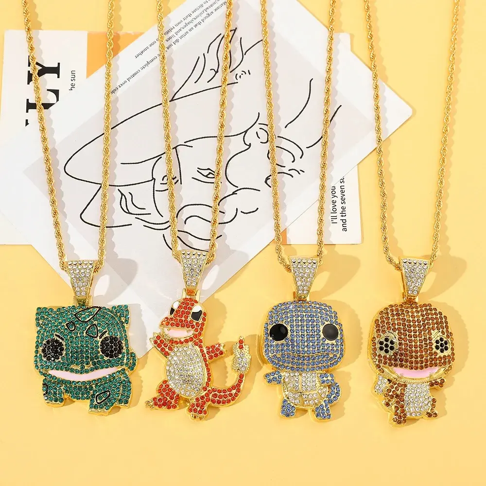 Diamond Studded Squirtle Necklace Fashion Trend Hip Hop Jewelry Personalized Accessory for Women And Men Gift