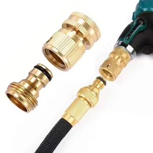 Garden Hose Quick Connector, 1 Set Solid Brass 3/4 Inch GHT Thread Fitting, No-Leak Water Hose Female & Male Adapter, Garden Hose Connectors, Summer Gardening Tool Accessories