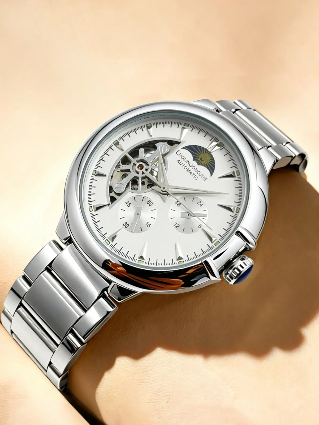 Men's Automatic Mechanical Watch, Stainless Steel Waterproof Night Light Luminous Dial, Business Style, All Seasons, High Value Men's Wristwatch, Automatic Watches