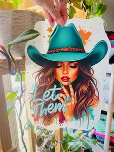 Let Them Babe Cowgirl Turquoise - Ready To Press Print Transfer for Apparel, Cotton, Polyester & Blends - High-Quality Print- Commercial Grade