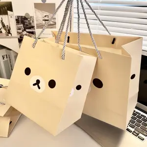 Rilakkuma Kawaii Paper Handbag Anime Cartoon Large Capacity Thickened Gift Packaging Bag for Birthday Christmas Valentine's Day