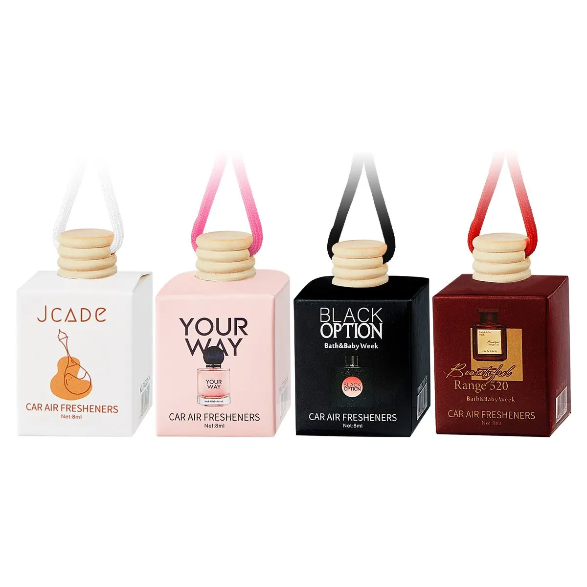Option 8ML Hanging Car Air Freshener, Minimalist Design, Long Lasting Scent, Leak Proof, for Cars, Homes, Offices, Car Perfume, Car Scents