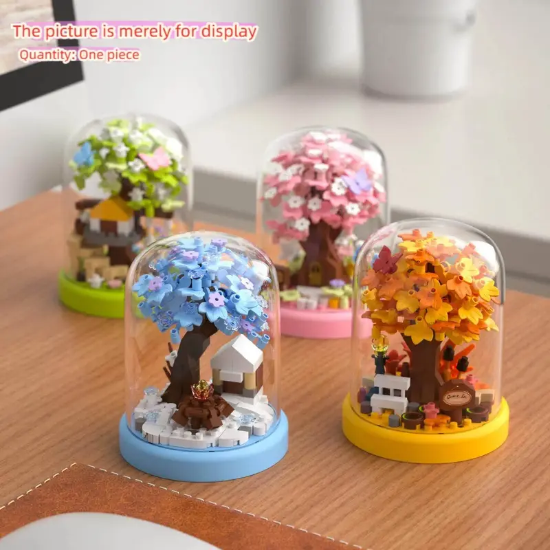 Tree House Series Micro Building Brick Blocks Set, 1 Box Mini Assembly Models with Dust Cover, Construction Building Blocks, Building Block Sets, Creative STEM Building Toy Gift